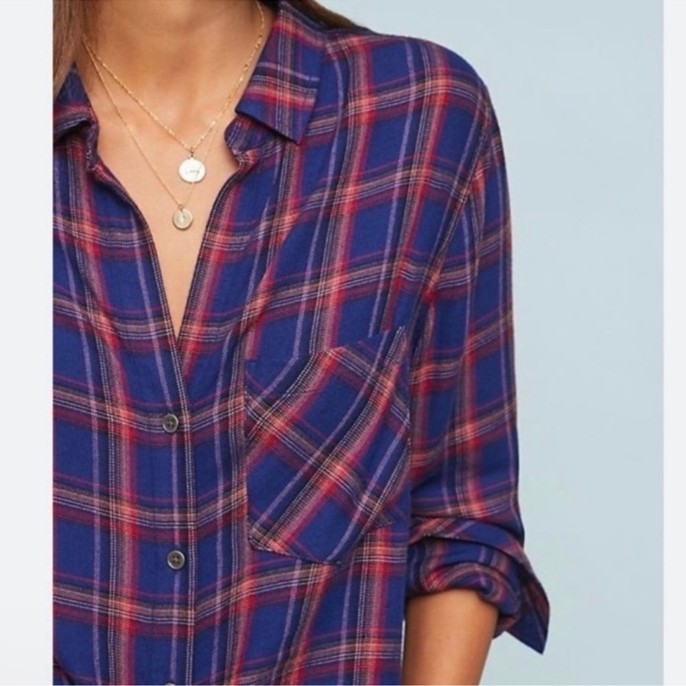 CLOTH & STONE | Navy and Red Plaid Shirt